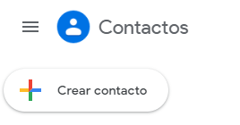 Botón Crear contacto de Google